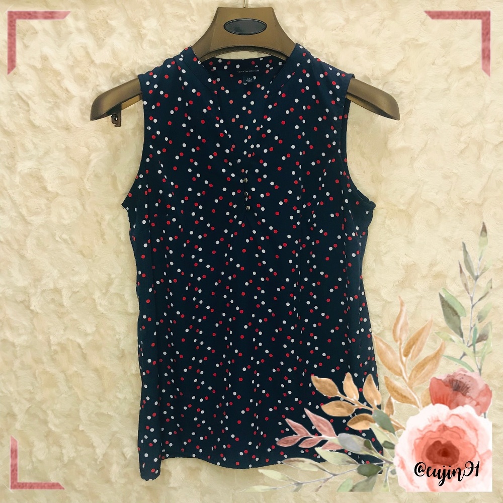 Tommy Hilfiger Sleeveless Blouse Top w/ Dots S/P